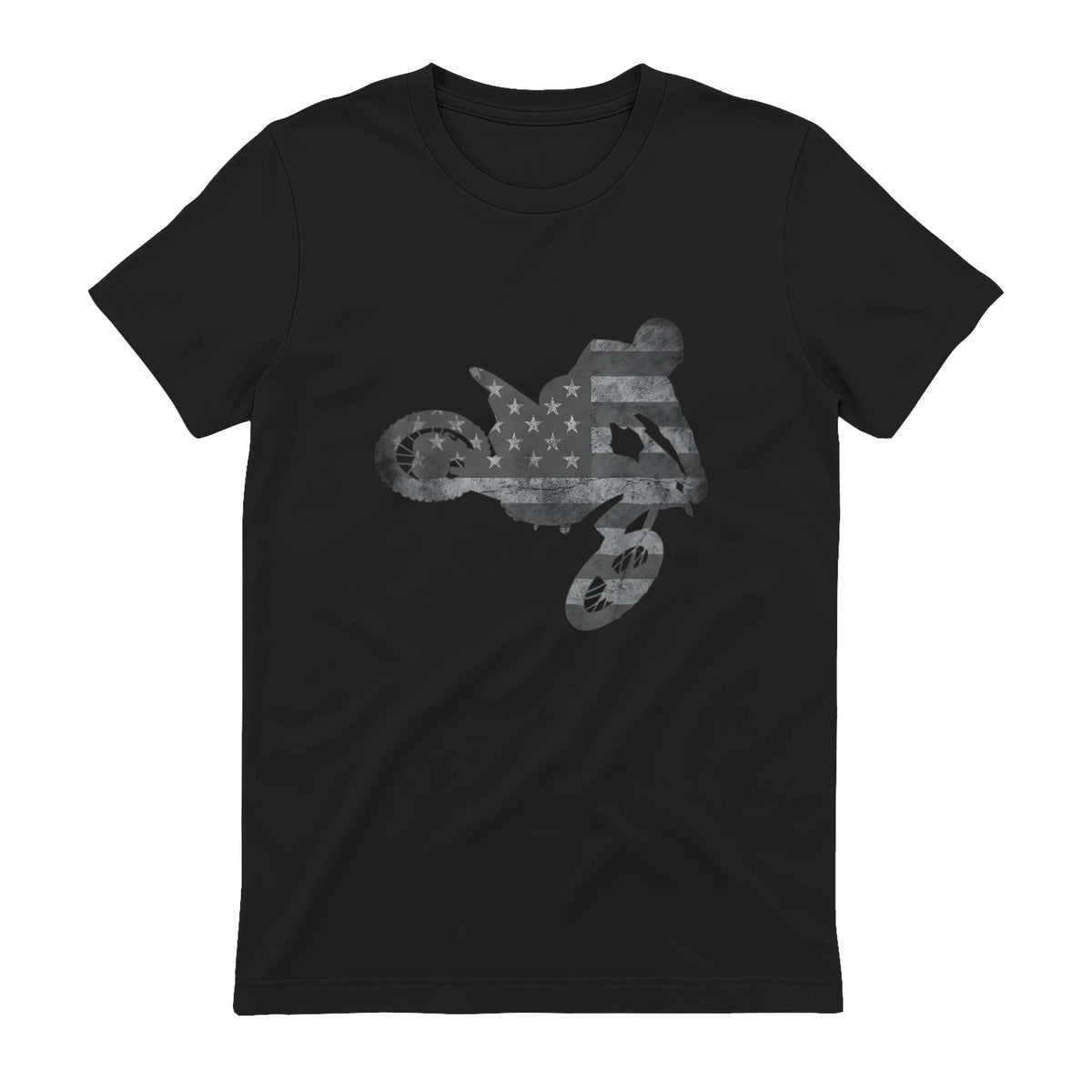 Dirt Bike American Flag T-Shirt Motocross Enduro Shirt T-Shirt in Black - back view