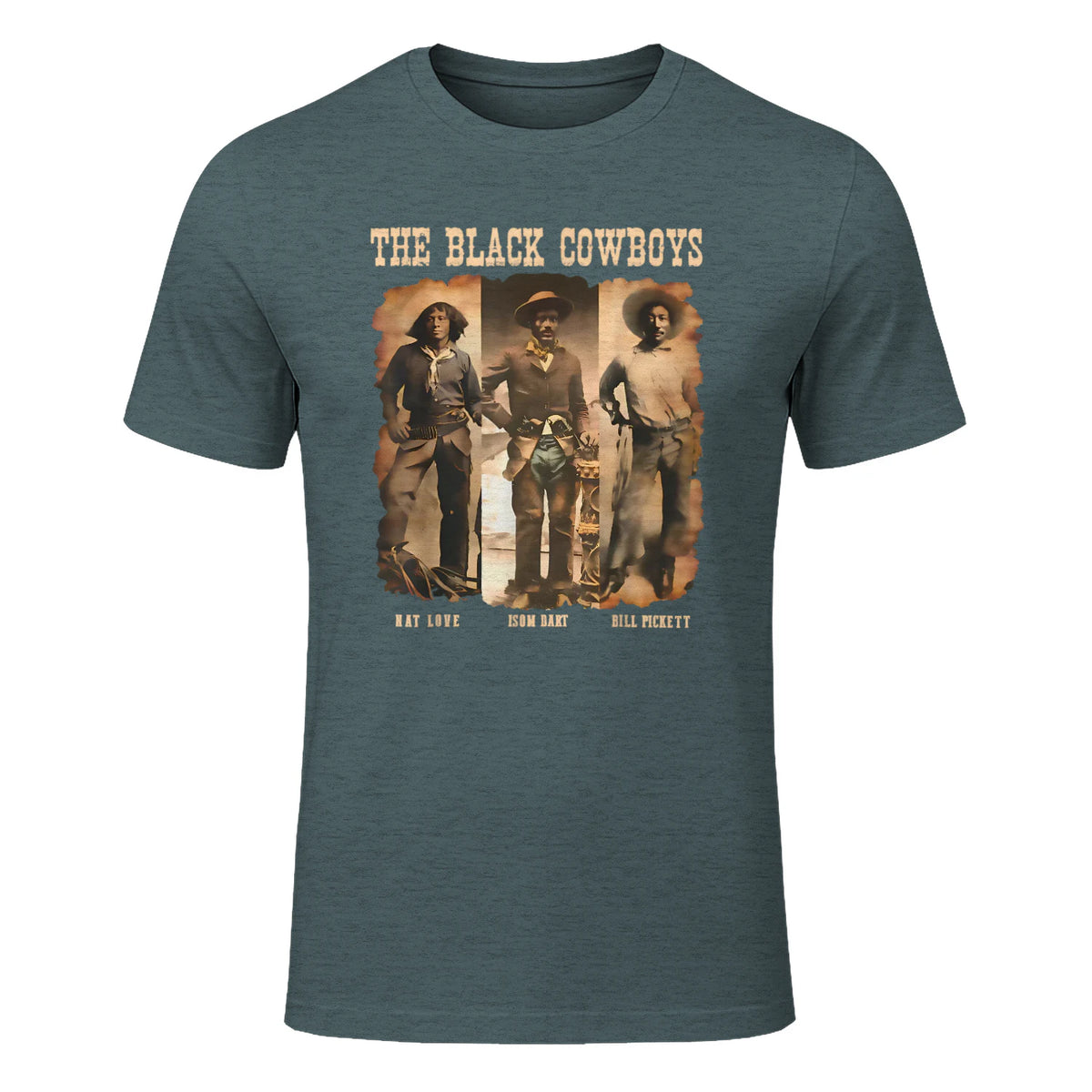 Black Cowboy Western Rodeo Melanin Black History Texas Men T-Shirt in Dark Heather - front view
