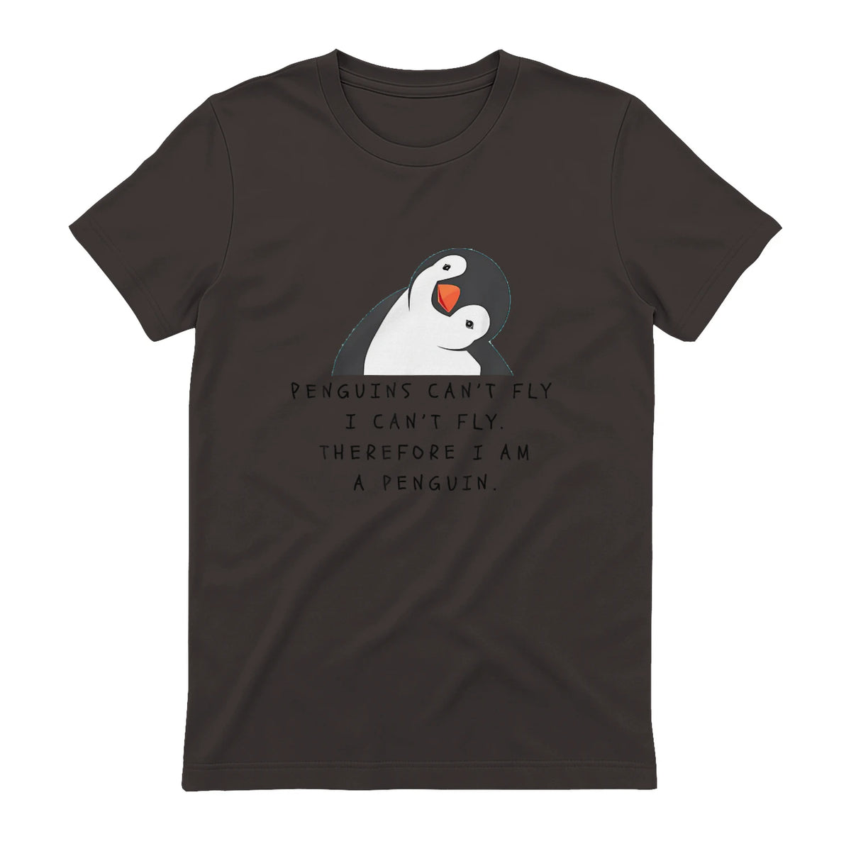 Funny Penguins T-Shirt Women and Chilldren Gift T-Shirt UK in Dark Chocolate - back view