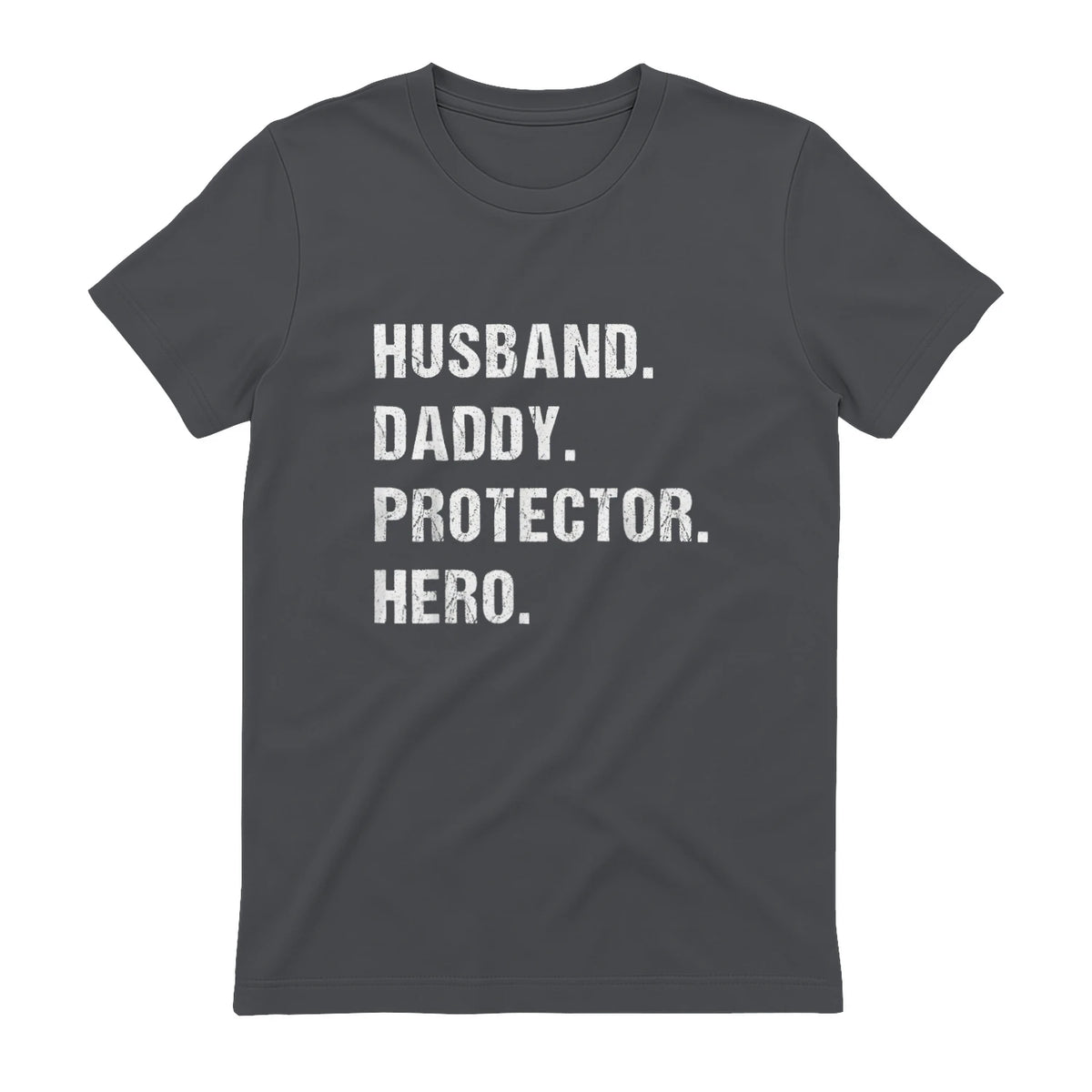 Husband Daddy Protector Hero T-Shirt in Charcoal - back view