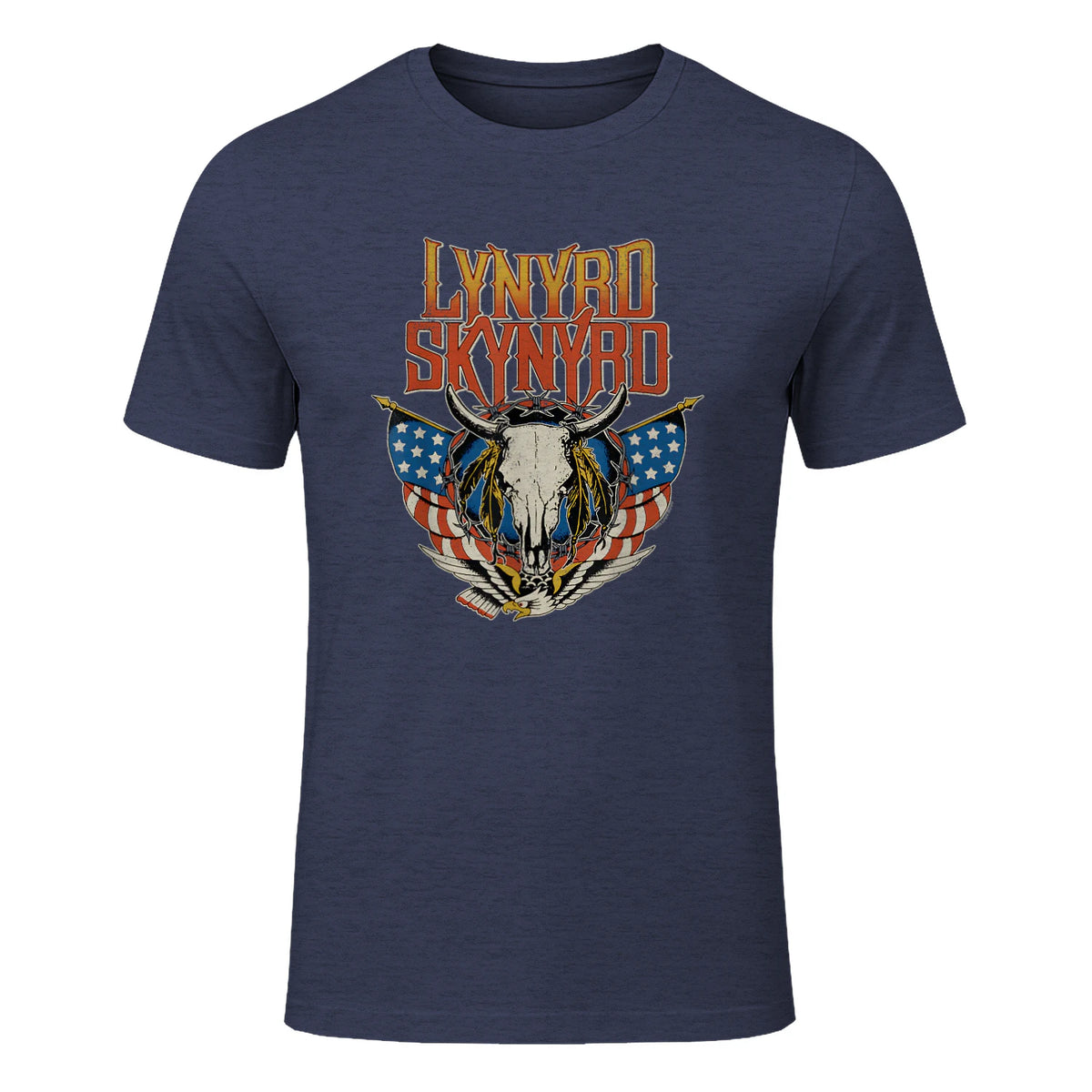 Lynyrd Skynyrd - Americana Steer Skull T-Shirt in Heather Navy - front view