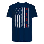 Proud Papa Flag Funny Father's Day from Grandchildren T-Shirt in Navy - back view