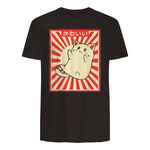 Vintage Japanese Cat Kawaii Cat Lover Meowing Tshirt in Dark Chocolate - back view