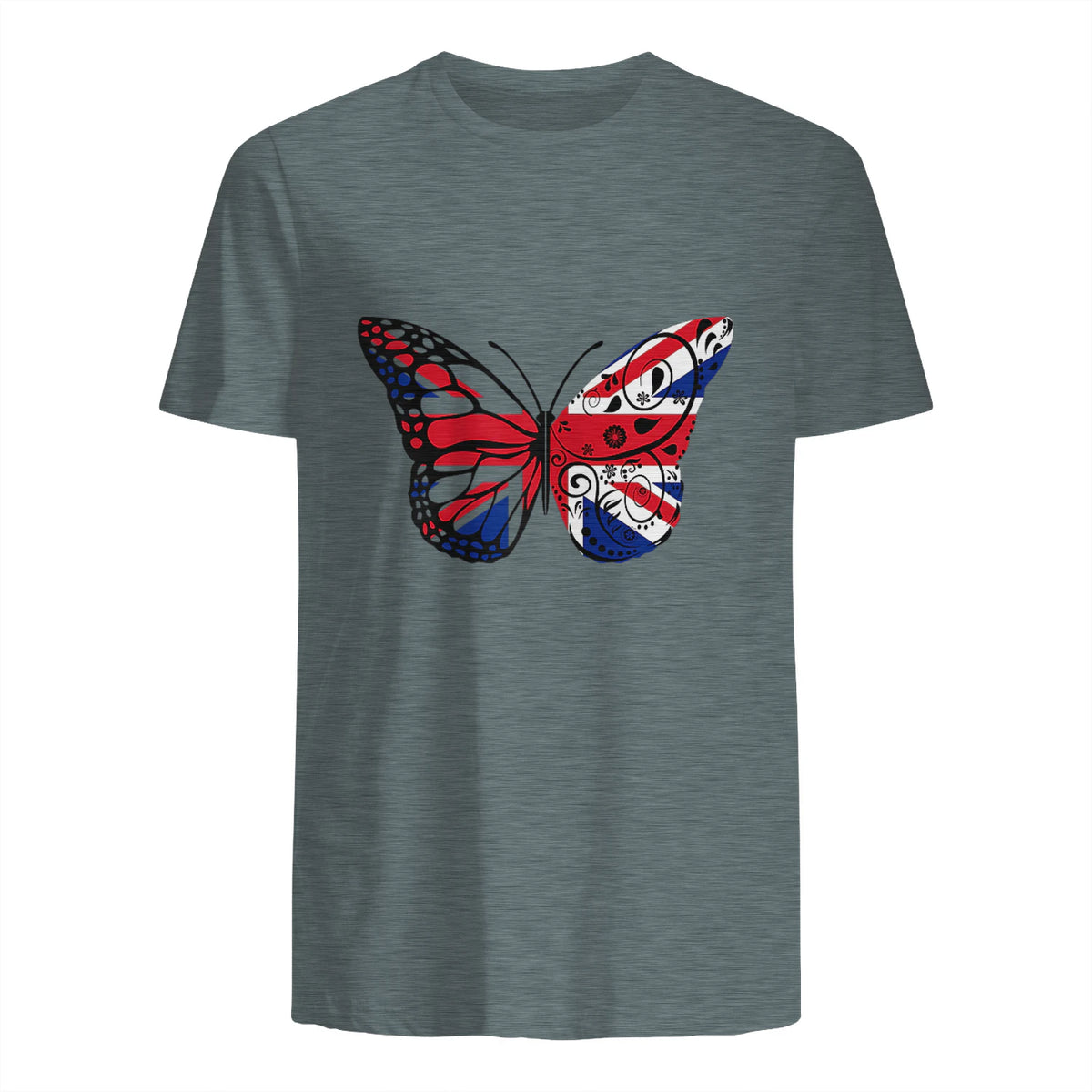 Union Jack Butterfly Butterflies Flag Wings British UK Flag in Dark Heather - back view
