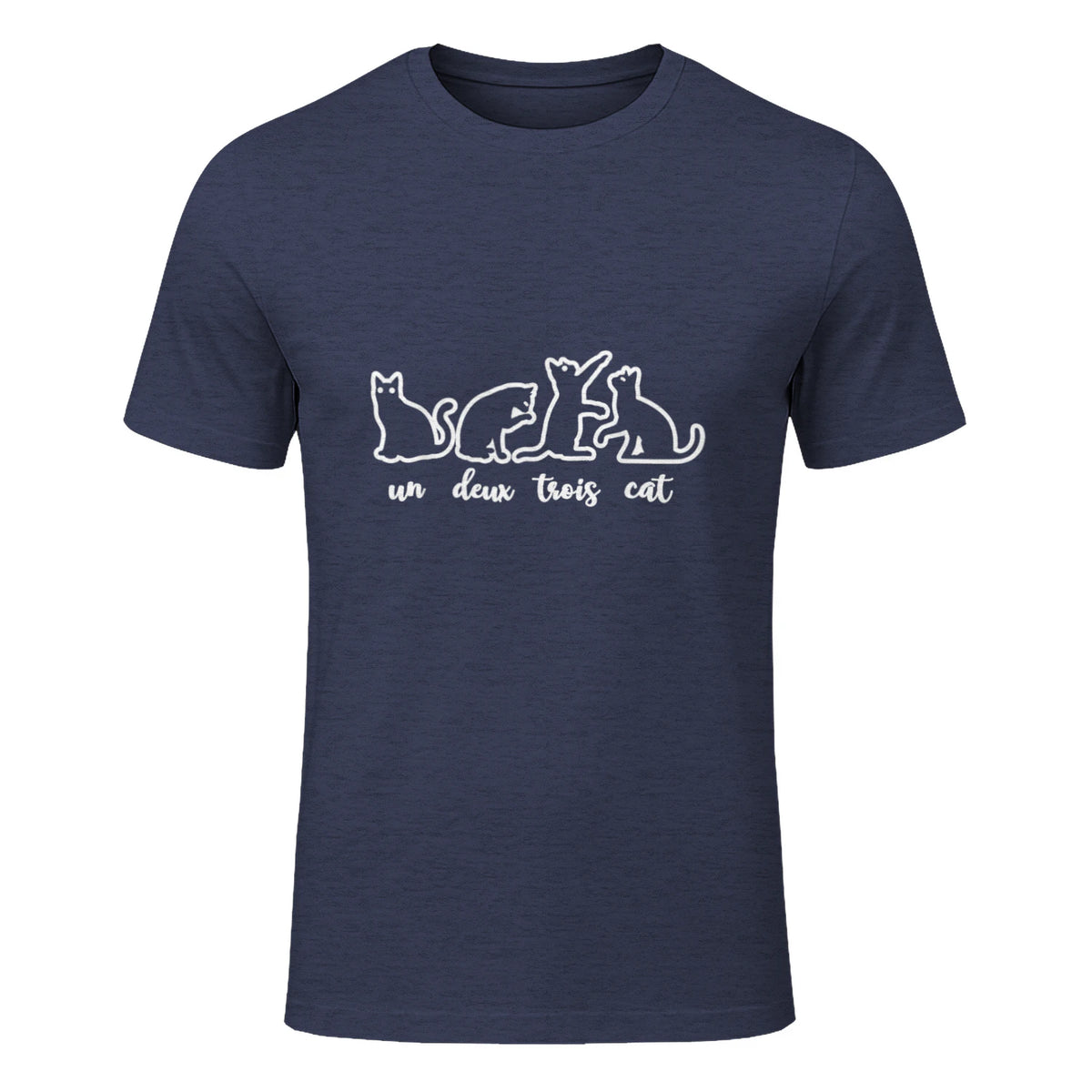 Un Deux Trois Cat, Cute & Funny Kittens, Gift For Cat Lovers T-Shirt in Heather Navy - front view