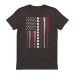 Patriotic Baseball Fourth of July USA Flag T-Shirt in Dark Chocolate - back view