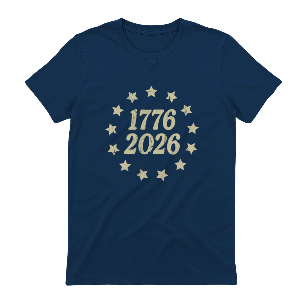 American Flag Front and Back Anniversary T-Shirt in Navy - back view