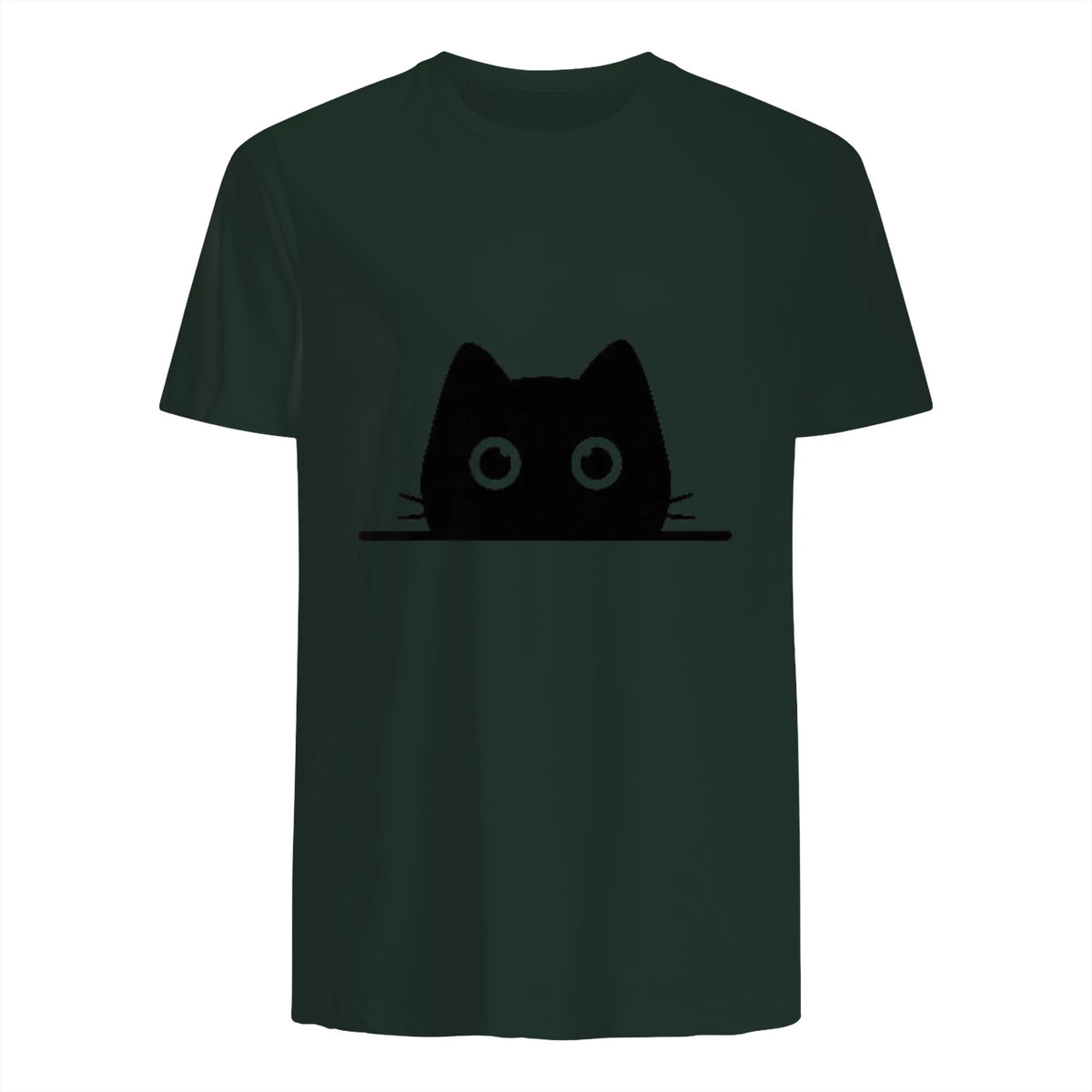 Chemise avec motif de chat dans une poche pour enfants, femmes, hommes, amoureux des chats in Forest Green - back view