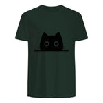 Chemise avec motif de chat dans une poche pour enfants, femmes, hommes, amoureux des chats in Forest Green - back view