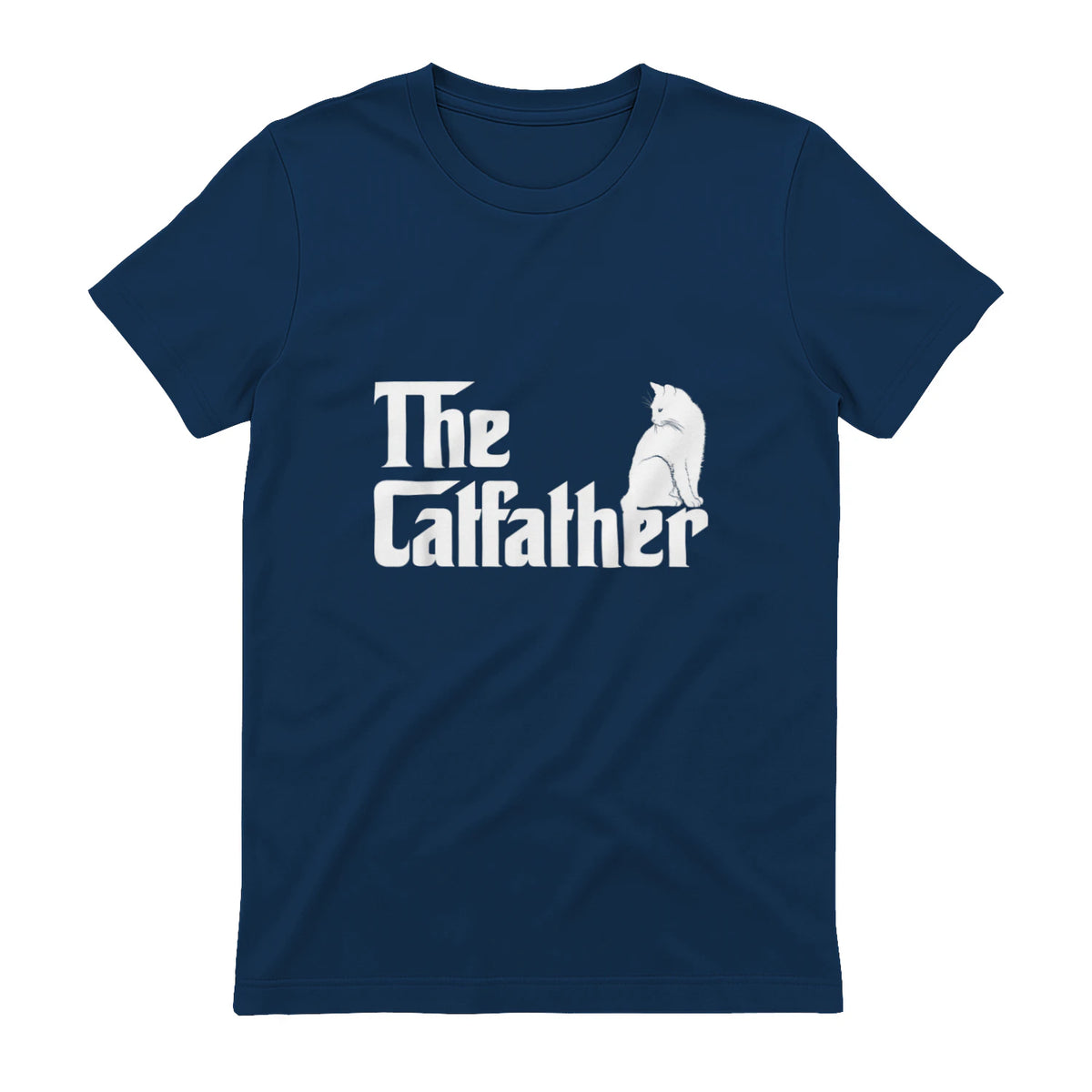 The Catfather Funny Cat Parody Fathers Day Gift Cat Father T-Shirt in Navy - back view