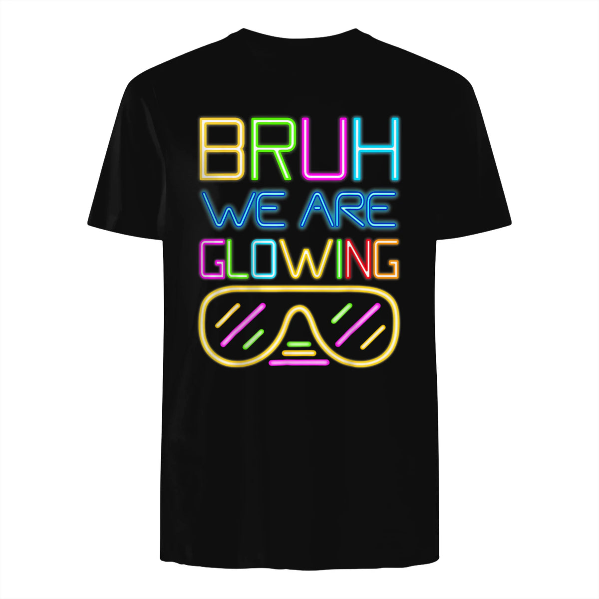Bruh We are Glowing in My Glowing Era Hello Summer Vacation T-Shirt in Black - back view