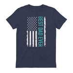Father's day Best dad ever with US american flag Short Sleeve in Heather Navy - back view