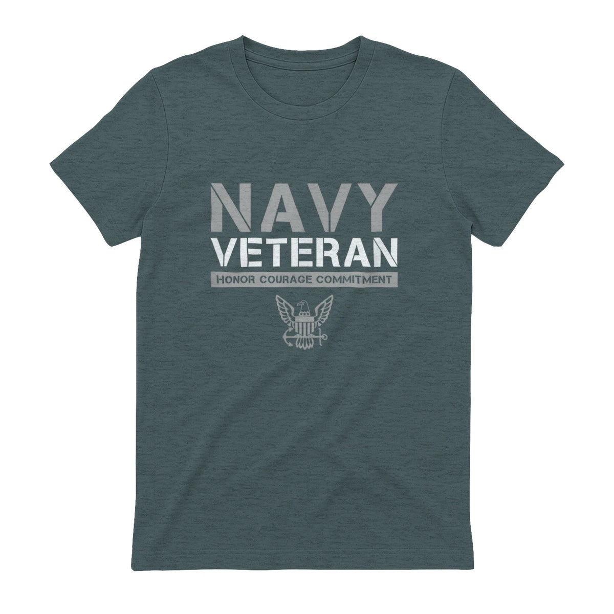 US Navy - Veteran Honor Courage Commitment T-Shirt in Dark Heather - back view