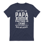 They Call Me Papa Because Partner in Crime Shirt Fathers Day in Heather Navy - back view