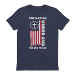 Christian American Flag Anniversary T-Shirt in Heather Navy - back view