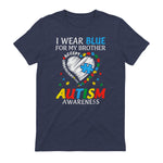 I Wear Blue For My Brother Autism Awareness in Heather Navy - back view