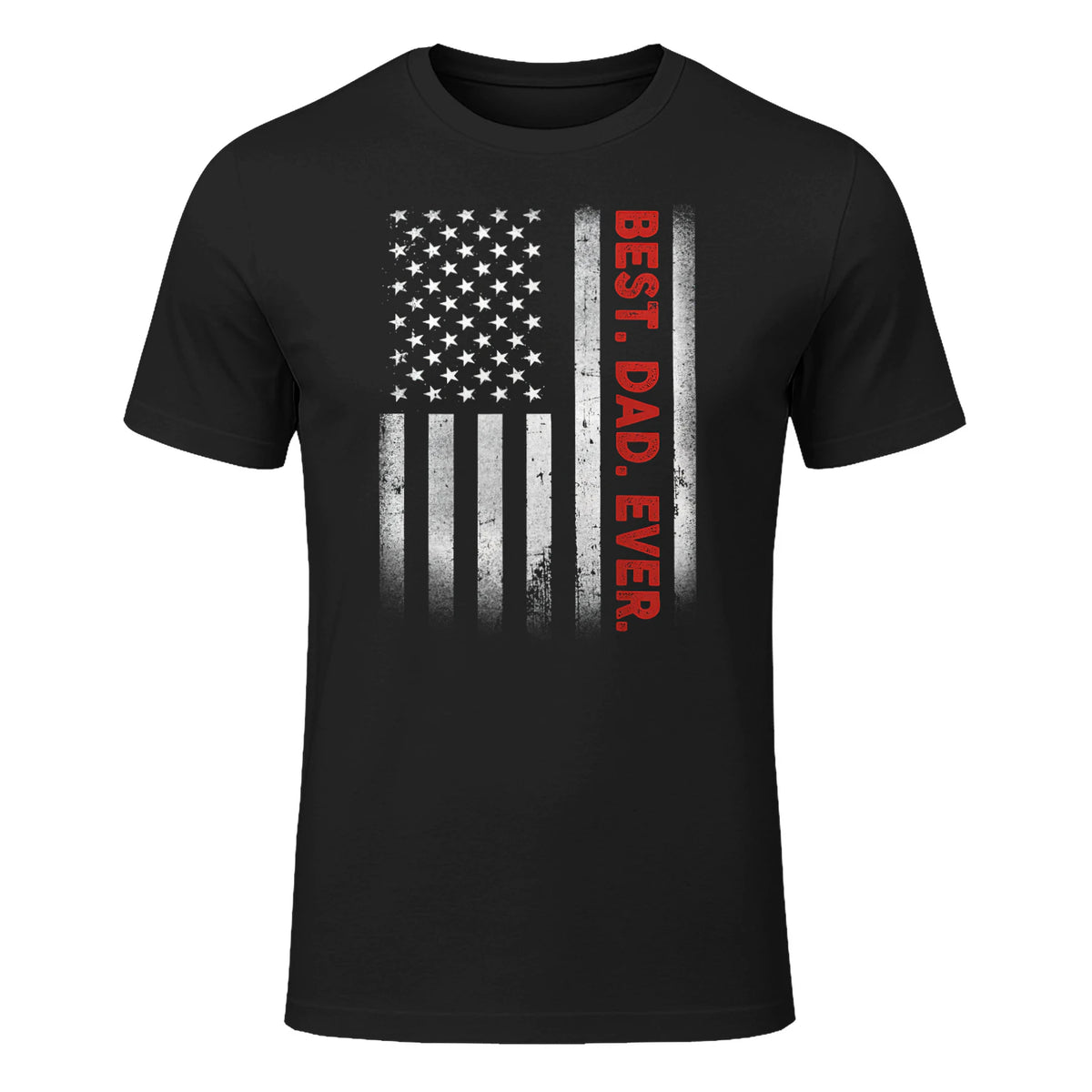 Best Dad Ever With US American Flag Gift For Father's Day in Black - front view