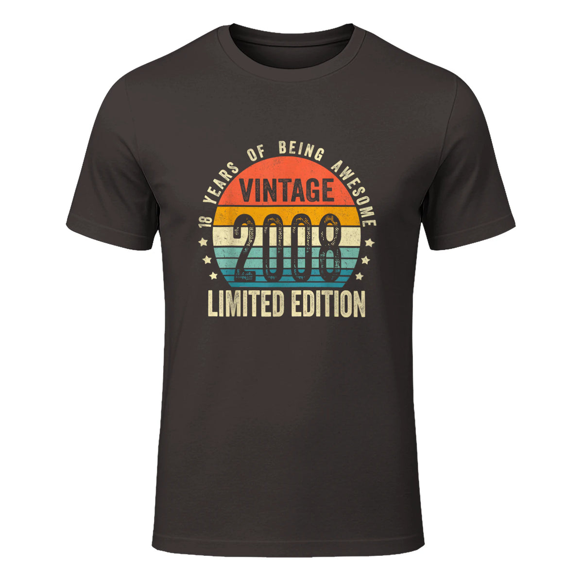 Vintage Eighteenth Birthday T-Shirt in Dark Chocolate - front view
