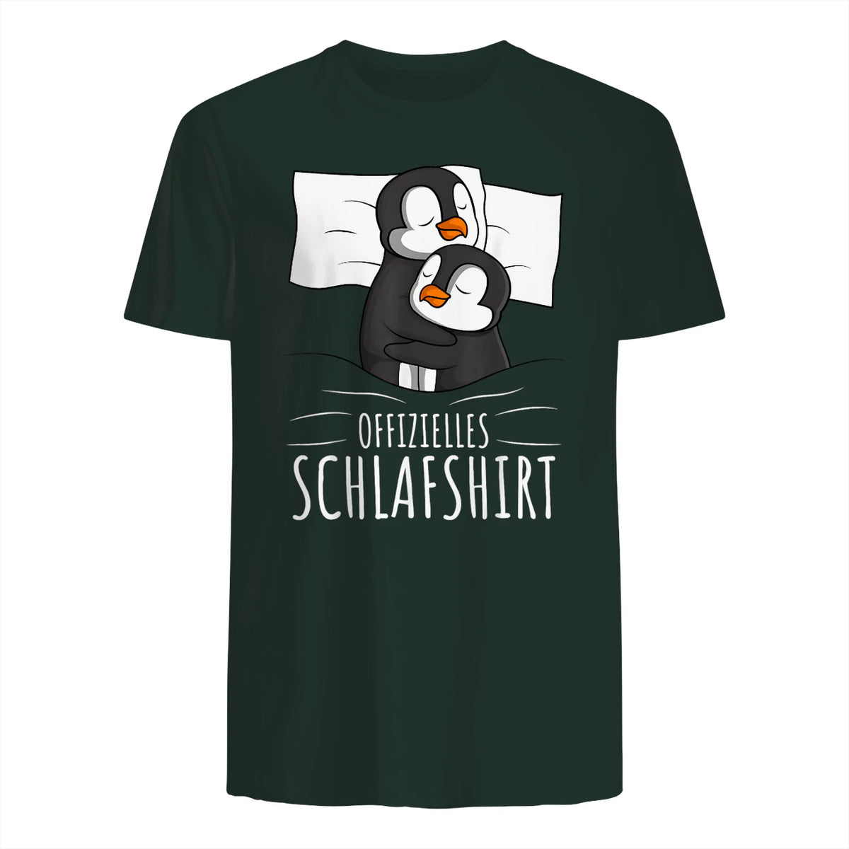 Offizielles Schlafshirt Pinguin Schlafanzug Penguin Kurzarm in Forest Green - back view