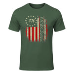 USA Patriotic Fourth of July America T-Shirt in Military Green - front view