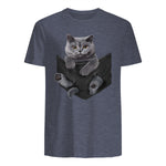 Cat Lovers British Shorthair In Pocket Fun Kitten in Heather Navy - back view