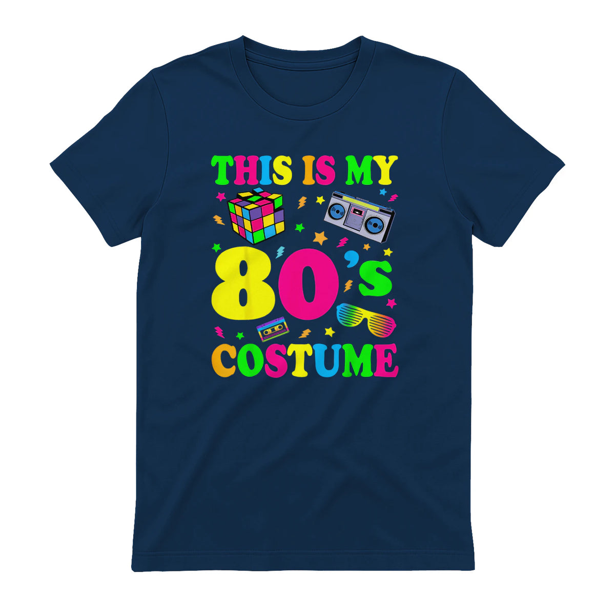 This Is My Eighties Costume Party T-Shirt in Navy - back view