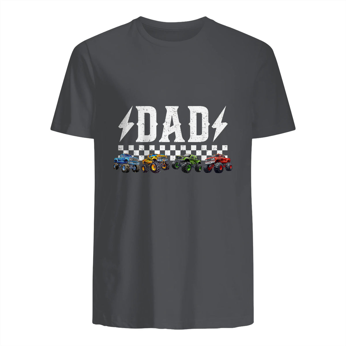 Dad Retro Monster Truck T-Shirt in Charcoal - back view