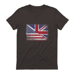 Vintage Half American Half British Flag Great Britain USA T-Shirt in Dark Chocolate - back view