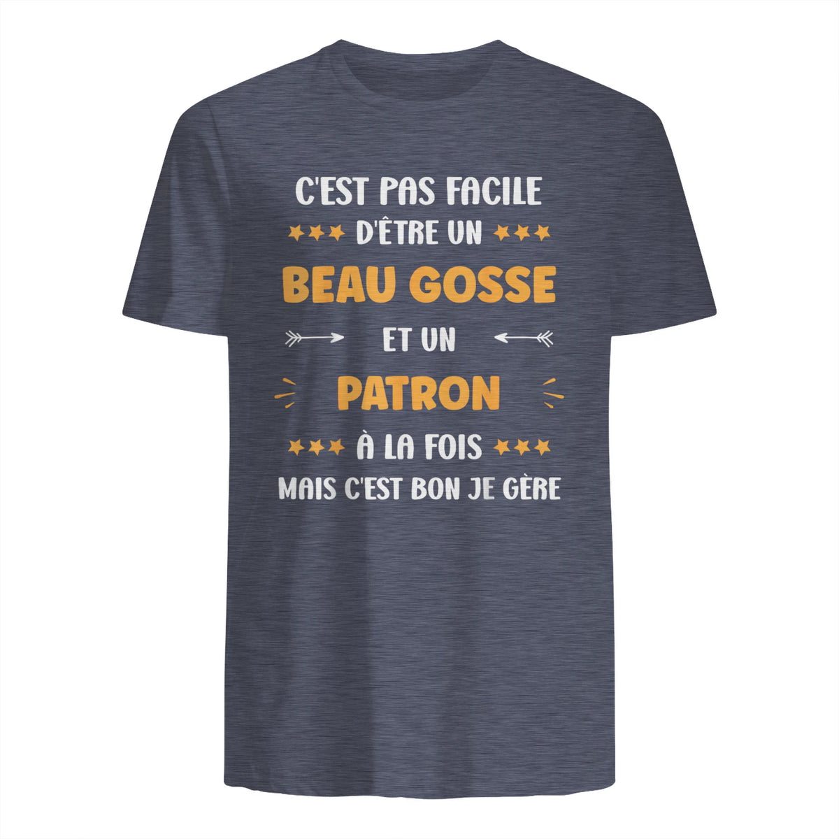 Départ Métier Super Patron Humour Beau Gosse Patron in Heather Navy - back view