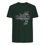Dirt Bike American Flag T-Shirt Motocross Enduro Shirt T-Shirt in Forest Green - back view