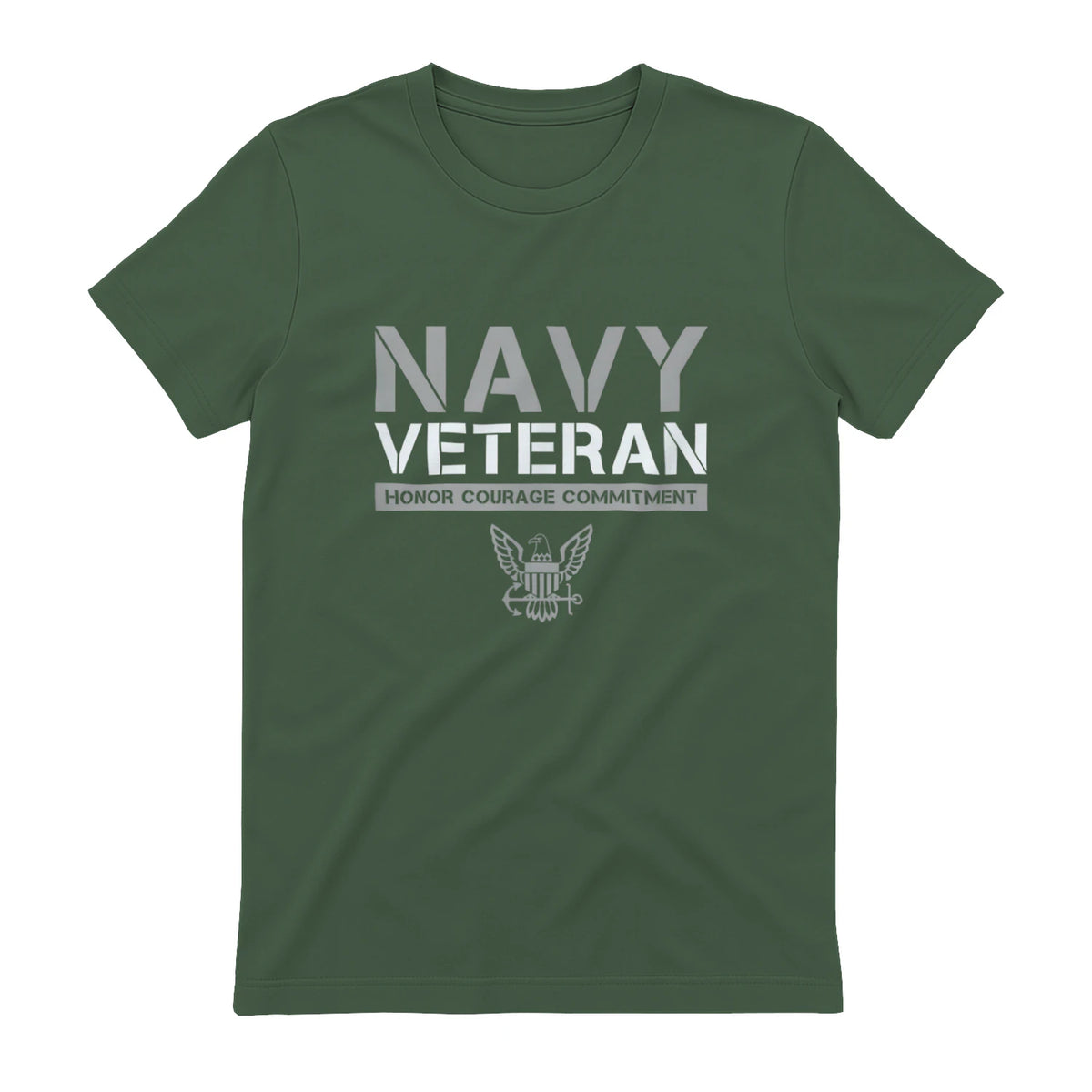 US Navy - Veteran Honor Courage Commitment T-Shirt in Military Green - back view