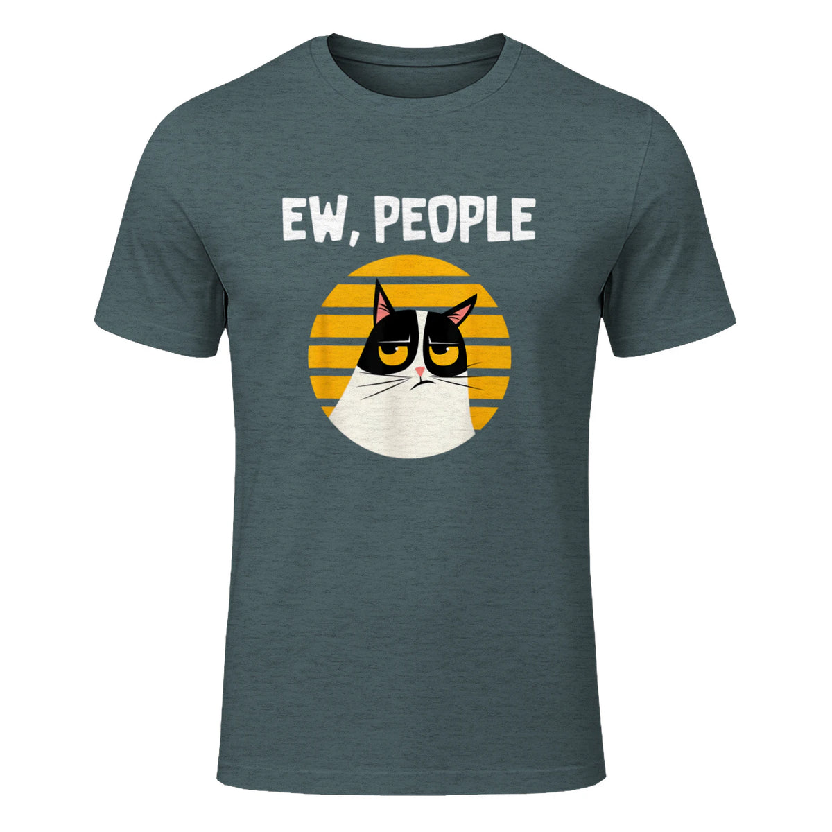 Ew, People - Funny Cat Lover Gift T-Shirt in Dark Heather - front view