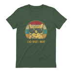 Retro I do What I Want cat Funny cat Lover T-Shirt Small in Military Green - back view