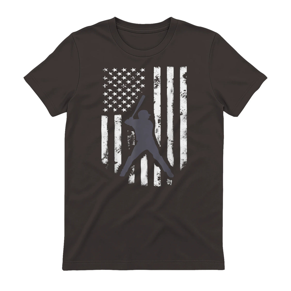 American Flag Baseball Shirt Cool Distressed Jersey Gift Tee T-Shirt in Dark Chocolate - back view