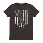 American Flag Baseball Shirt Cool Distressed Jersey Gift Tee T-Shirt in Dark Chocolate - back view