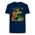 Carte de Guadeloupe Madras Colibri Hibiscus Et Rhum Antilles in Navy - back view