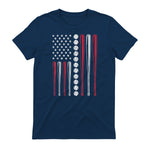 Patriotic Baseball Fourth of July USA Flag T-Shirt in Navy - back view