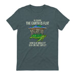 Flat Earth Society T Shirt Turtle Elephants Men Women Gift in Dark Heather - back view