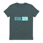 BSBL SZN Baseball Season Game Day Boys Girls Youth T-Shirt in Dark Heather - back view