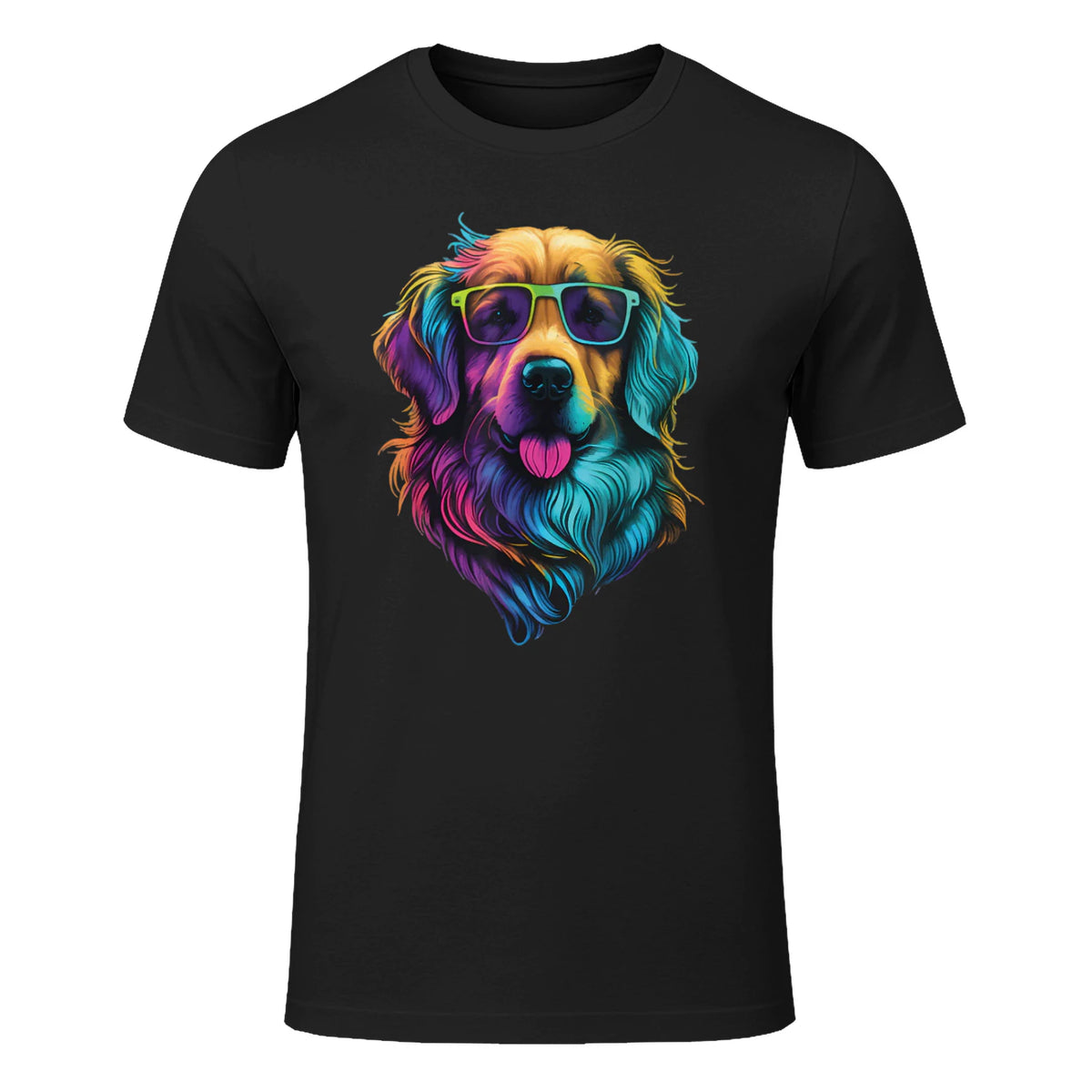 Colorful Golden Retriever Art - Dog Owner Canine Lover T-Shirt in Black - front view
