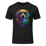 Colorful Golden Retriever Art - Dog Owner Canine Lover T-Shirt in Black - front view