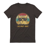 Retro I do What I Want cat Funny cat Lover T-Shirt Small in Dark Chocolate - back view