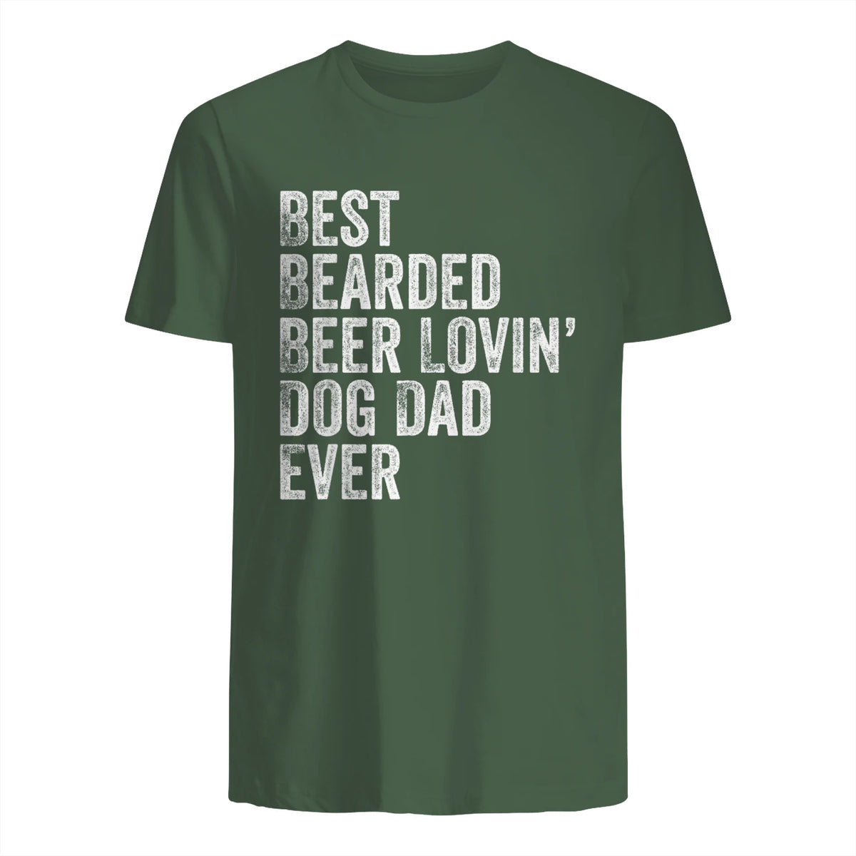Best Bearded Beer Lovin Dog Dad T-Shirt Pet Lover Owner Gift in Military Green - back view