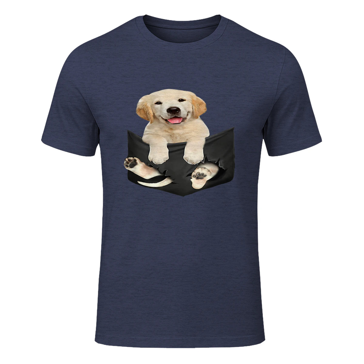 Cadeaux pour les amoureux des chiens Golden in Pocket in Heather Navy - front view