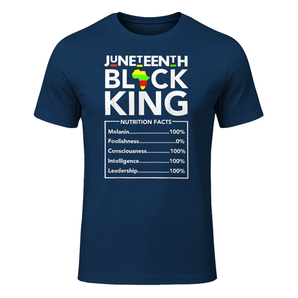 Juneteenth Black King Nutritional Facts Melanin Men Father in Navy - front view