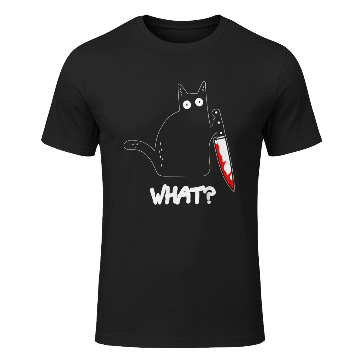 Chat Noir meurtrier drôle avec Couteau - Chat Noir Quoi in Black - front view