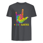 Be Kind ASL Love Sign Language Hand Autism Awareness Tie Dye in Charcoal - back view