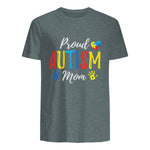 Proud Mom Autism Awareness Family Matching Shirt in Dark Heather - back view