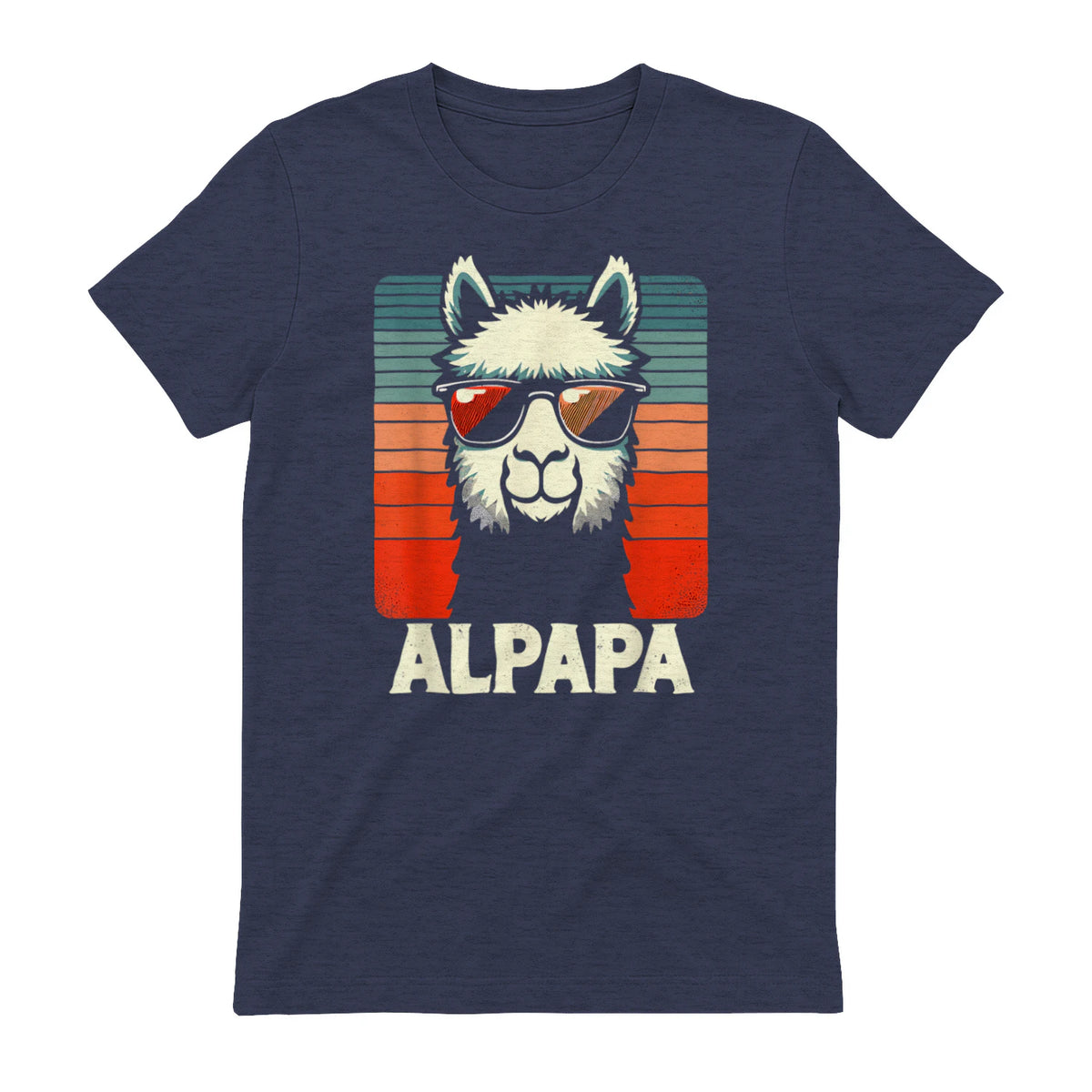Bester Papa Alpapa Alpaka Frischgebackener Papa Vatertag T-Shirt in Heather Navy - back view