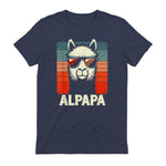 Bester Papa Alpapa Alpaka Frischgebackener Papa Vatertag T-Shirt in Heather Navy - back view